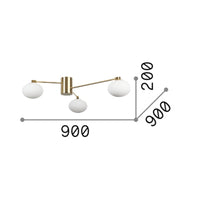 Plafoniera Contemporanea Hermes Metallo Ottone 3 Luci G9 3W 3000K Luce Calda