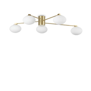 Plafoniera Contemporanea Hermes Metallo Ottone 5 Luci G9 3W 3000K Luce Calda