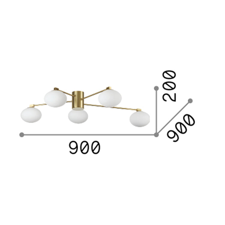 Plafoniera Contemporanea Hermes Metallo Ottone 5 Luci G9 3W 3000K Luce Calda