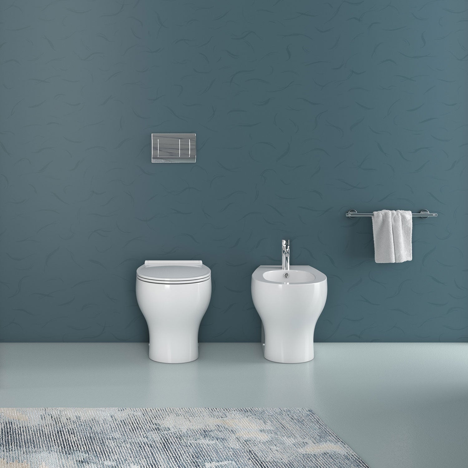 Sanitari filomuro senza brida Innova Denver wc, bidet, sedile soft close