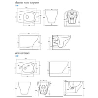 Sanitari sospesi senza brida Sanindusa Denver wc, bidet, sedile soft close