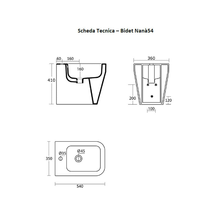 Sanitari squadrati filo parete Nero Ceramica NanÃ  54 con sedile soft close senza brida