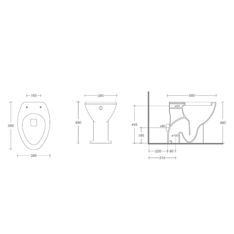 Vaso disabili e terza etÃ  ceramica bianca con scarico a pavimento art.152-T400-P