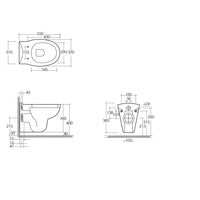 Sanitari sospesi in ceramica completi di wc, sedile e bidet modello Karla