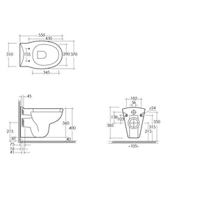 Sanitari sospesi in ceramica completi di wc, sedile e bidet modello Karla