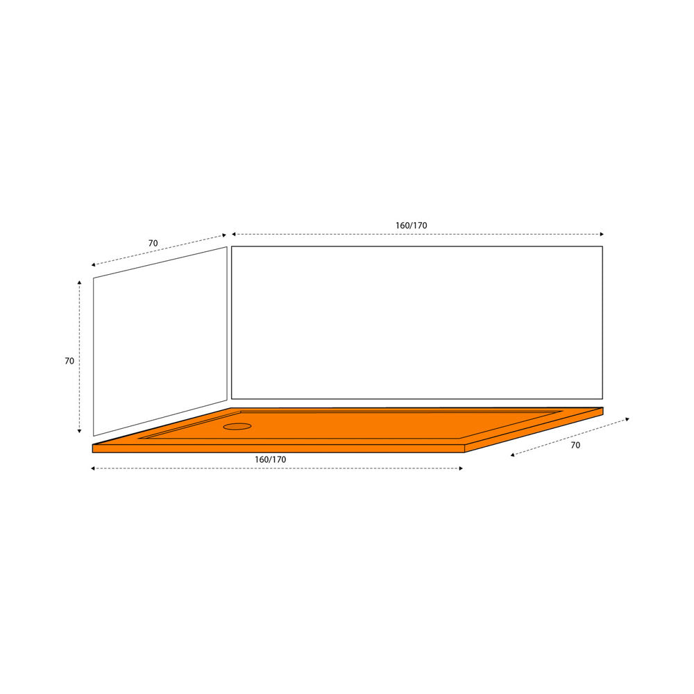 Piatto doccia abs bianco 160x70 per kit sostituzione vasca altezza 4 cm