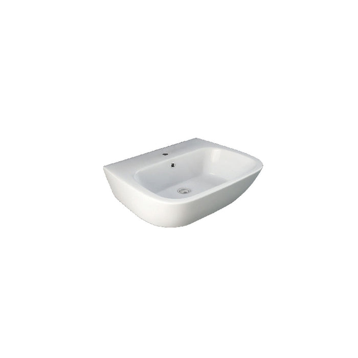 Lavabo monoforo sospeso One ceramica bianca con troppopieno lunghezza 60 cm