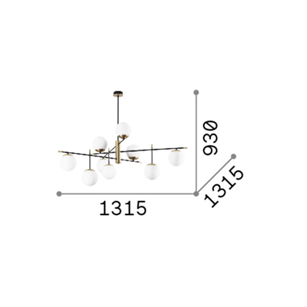 Plafoniera Contemporanea Gourmet Metallo Nero 9 Luci E14