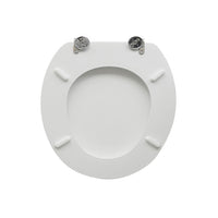 Sedile wc universale antigraffio Milano in MDF stampato bianco larghezza 36,7 cm cerniere regolabili