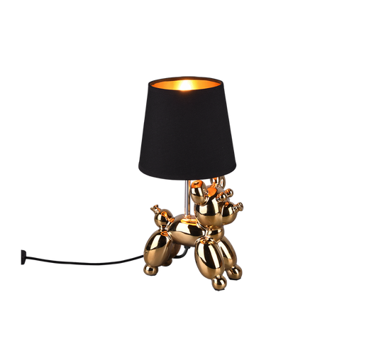 Lampada Tavolo Bajour con Cane Argento Paralume Nero oro Bello GD Trio