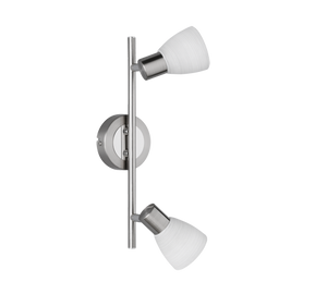 Faretti Barra Led 2 Spots Orientabili Soffitto Acciaio Vetro Carico GD Trio