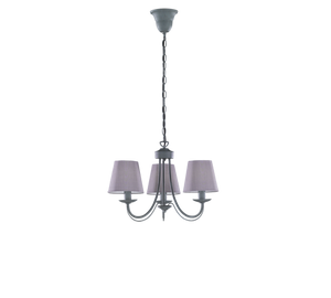 Lampadario 3 Luci Metallo effett Cemento Paralumi Stoffa Cortez GD Trio