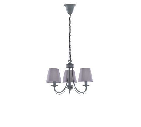 Lampadario 3 Luci Metallo effett Cemento Paralumi Stoffa Cortez GD Trio