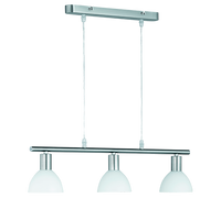 Lampada Sospensione Interno Barra Cromata 3 Diffusori Opali Dallas GD Trio