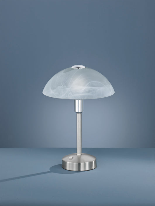 Lampada Tavolo Studio Elegante Vetro Alabastro Acciaio Dimmer Donna GD Trio