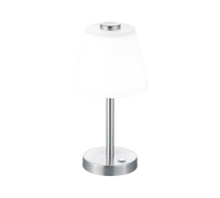 Lampada Tavolo Abojour Moderna Led Diffusore Vetro Cono Acciaio Emerald GD Trio