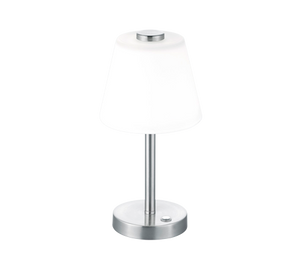 Lampada Tavolo Abojour Moderna Led Diffusore Vetro Cono Acciaio Emerald GD Trio