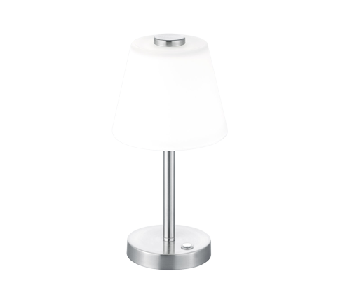 Lampada Tavolo Abojour Moderna Led Diffusore Vetro Cono Acciaio Emerald GD Trio