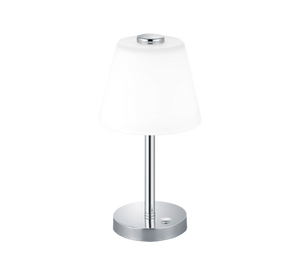 Lampada Tavolo Abojour Moderna Led Diffusore Vetro Cono Cromo Emerald GD Trio