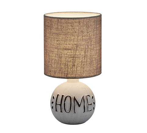 Lampada Tavolo Abat Jour Comodino Ceramica Home Paralume Marrone Esna GD Trio