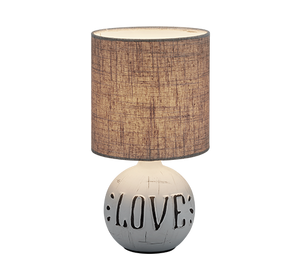 Lampada Tavolo Abat Jour Comodino Ceramica Love Paralume Marrone Esna GD Trio