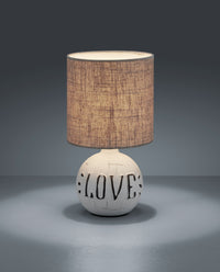 Lampada Tavolo Abat Jour Comodino Ceramica Love Paralume Marrone Esna GD Trio