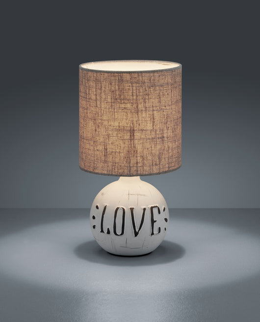 Lampada Tavolo Abat Jour Comodino Ceramica Love Paralume Marrone Esna GD Trio