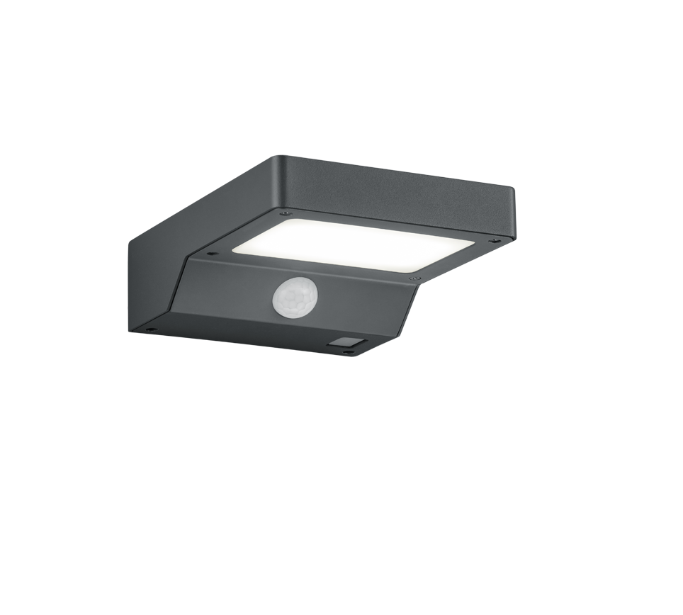 Applique Led Esterno IP44 Solare Ricaricabile Antracite e Sensore Fomosa GD Trio