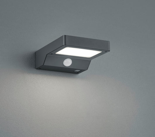 Applique Led Esterno IP44 Solare Ricaricabile Antracite e Sensore Fomosa GD Trio