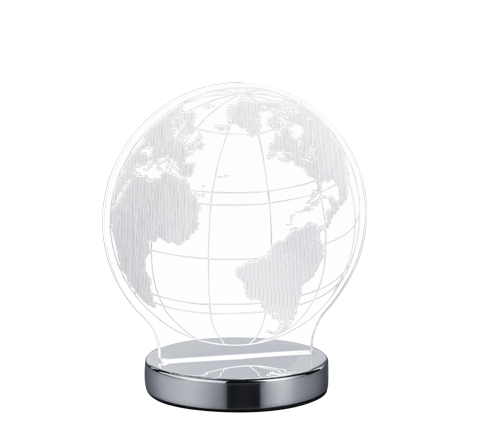 Lampada Tavolo Abat Jour Mondo Vetro Trasparente H 20 cm Globo GD Trio