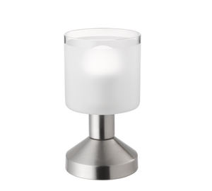 Lampada Tavolo Moderna Acciaio e Diffusore Vetro Bianco Gral GD Trio