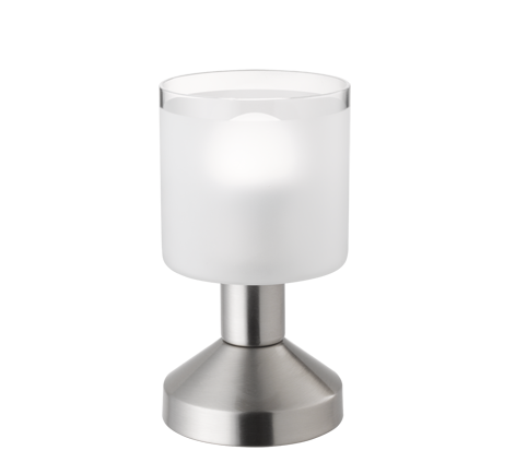 Lampada Tavolo Moderna Acciaio e Diffusore Vetro Bianco Gral GD Trio