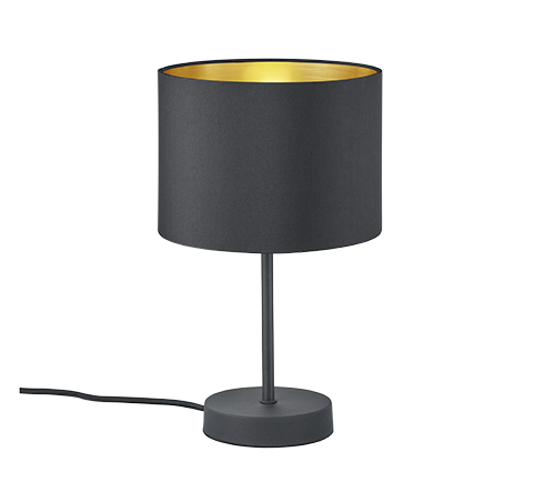 Lampada Tavolo Abat Jour Elegante Moderna Paralume Nero Oro Hostel GD Trio