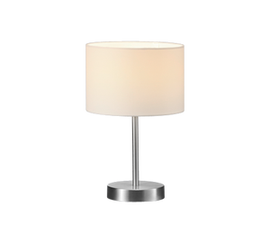 Lampada Tavolo Abat Jour Elegante Moderna Acciaio Paralume Bianco Hotel GD Trio