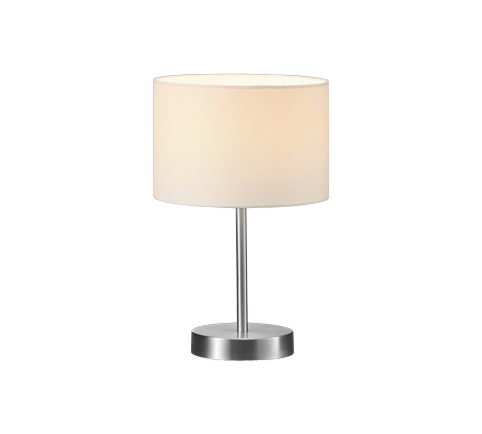 Lampada Tavolo Abat Jour Elegante Moderna Acciaio Paralume Bianco Hotel GD Trio