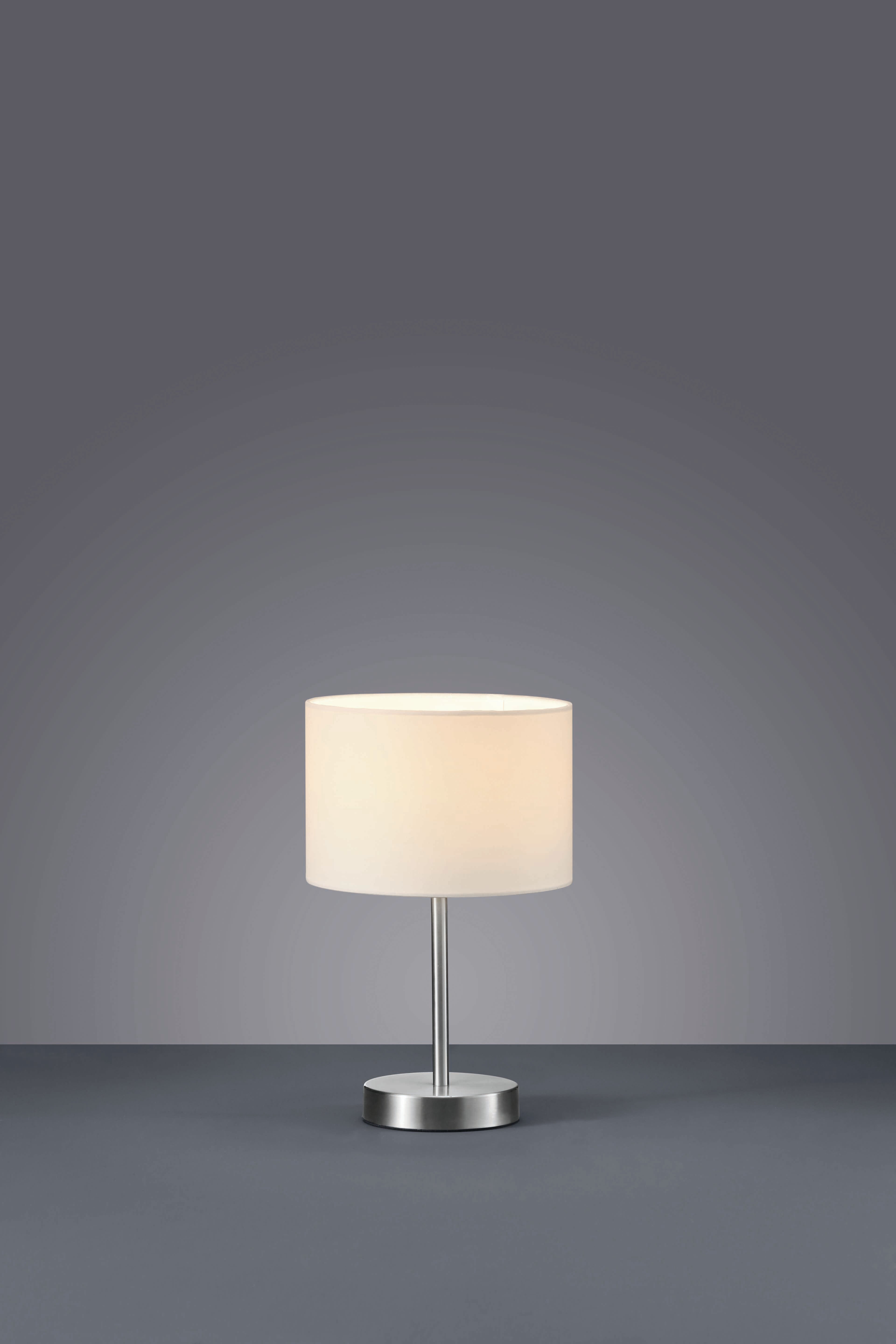 Lampada Tavolo Abat Jour Elegante Moderna Acciaio Paralume Bianco Hotel GD Trio