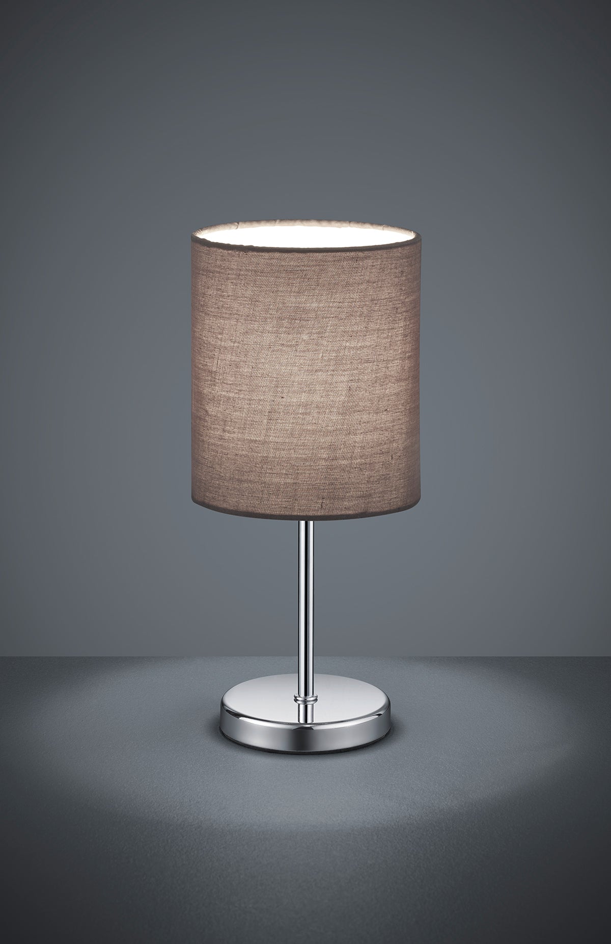 Lampada tavolo Abat Jour Comodino Elegante Cromo Paralume Grigio Jerry GD Trio