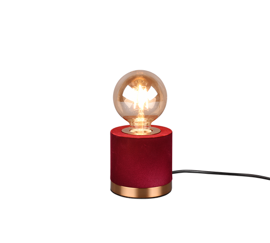 Lampada Tavolo Abat Jour Comodino Ottone Satinato Velluto Rosso Judy GD Trio