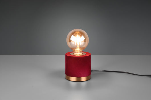 Lampada Tavolo Abat Jour Comodino Ottone Satinato Velluto Rosso Judy GD Trio