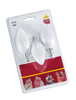 Lampadina Led Oliva E14 4W Blister 3 Pz Candela GD Trio