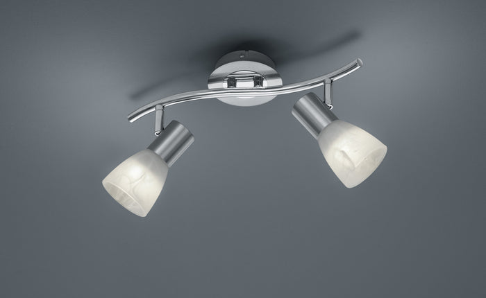 Faretti da Soffitto Barra 2 Spot Led Orientabili Acciaio Vetro Levisto GD Trio