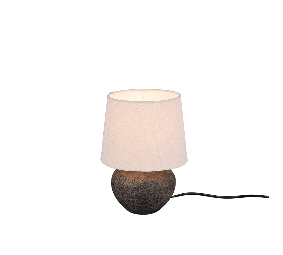 Lampada Tavolo Abat Jour Comodino Ceramica Marrone Anticata Lou GD Trio