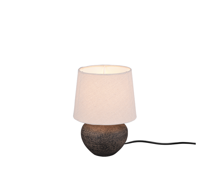 Lampada Tavolo Abat Jour Comodino Ceramica Marrone Anticata Lou GD Trio