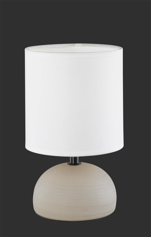 Lampada Tavolo Abat Jour Elegante Ceramica Mezza Sfera Cappuccino Luci GD Trio