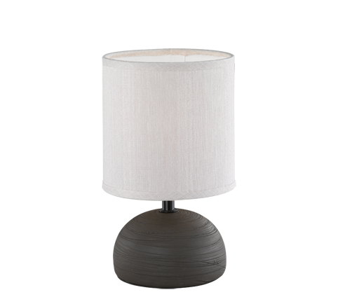 Lampada Tavolo Abat Jour Elegante Ceramica Mezza Sfera Marrone Luci GD Trio