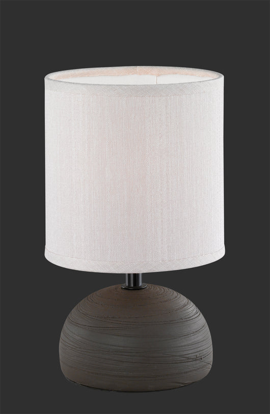 Lampada Tavolo Abat Jour Elegante Ceramica Mezza Sfera Marrone Luci GD Trio