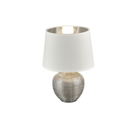 Lampada Tavolo Abat Jour Elegante Ceramica Argento Bianca Luperor GD Trio