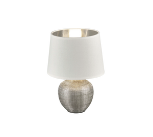 Lampada Tavolo Abat Jour Elegante Ceramica Argento Bianca Luperor GD Trio