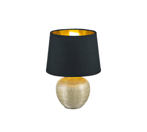 Lampada Tavolo Abat Jour Elegante Moderna Ceramica Oro Nero Luperor GD Trio