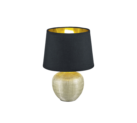 Lampada Tavolo Abat Jour Elegante Moderna Ceramica Oro Nero Luperor GD Trio